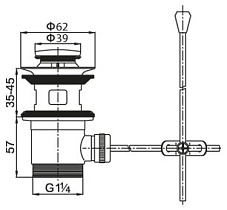 Донный клапан Cezares CZR-SA2-01 с переливом, хром