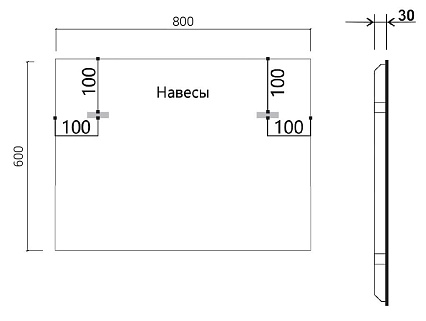 Зеркало Vincea VLM-3VN800B 80x60 см, сенсорный выключатель и диммер, черный