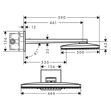 Верхний душ Hansgrohe Rainmaker Select 460 2jet 24005600 черный/хром