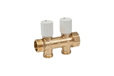 Коллектор латунный Giacomini клапан регулирующий, 1" м/р, 3 выхода, 3/4" ЕК н/р, 50 мм R583VY103 040-2828