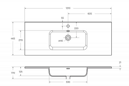 Раковина BelBagno 120 см BB1200ETL