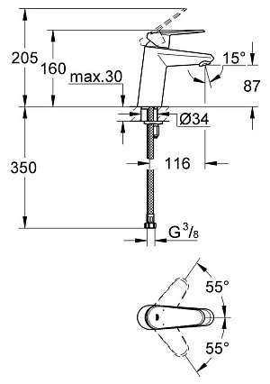 Смеситель для раковины Grohe Eurodisc Cosmopolitan 3246920E