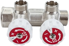 Коллектор с регулирующими вентилями Valtec 3/4х2 выход, 1/2 наружная, на подающий трубопровод VTc.570.N.0502