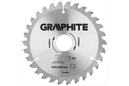 Диск отрезной по алюминию (165x30 мм; 30 зубьев) Graphite 57H654