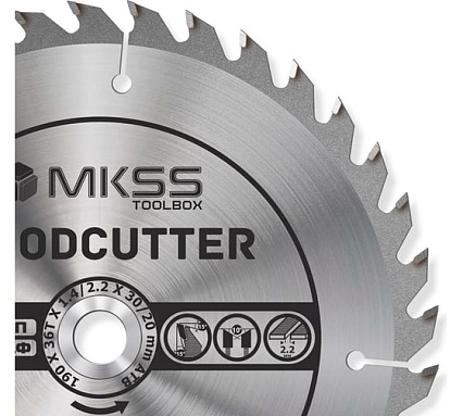Диск пильный по дереву MKSS Toolbox Woodcutter WC1900 190x36Тх30/20 мм WC19003630
