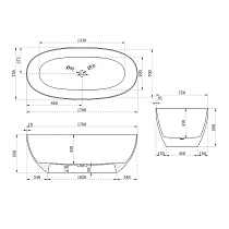 Ванна из смолы Vincea VBT-6T01B 170x75 см черный