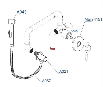 Смеситель для биде WasserKRAFT Main A14157 со шлангом 120 см