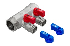 Коллектор с отсекающими кранами MPF 2 выхода, 1"х1/2" наружная резьба ИС.071075