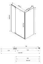 Душевой уголок Vincea Extra VSR-1E 80/90x90 хром, прозрачный