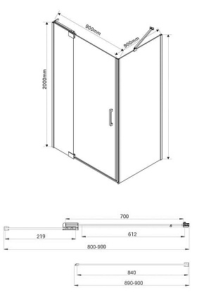 Душевой уголок Vincea Extra VSR-1E 80/90x90 хром, прозрачный