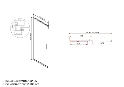 Душевой уголок Vincea Гарда (Garda) VSS-1G10105CL 105x100 хром, прозрачное