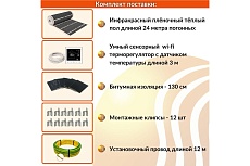 Плёночный электрический тёплый пол ТеплоСофт 12м.кв. с умным wi-fi терморегулятором плёнка 12м.кв./М2