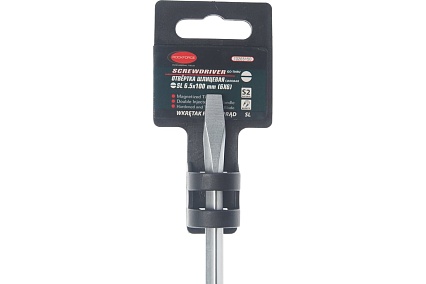 Шлицевая силовая магнитная отвертка Rockforce Profi S2 SL6.5х150мм RF-70265150(26229)
