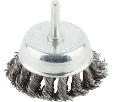 Корщетка, тип "чашка", со штифтом, стальная витая проволока, 75 мм MOS 38498М