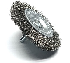 Щетка дисковая гофрированная Lessmann Д75x10, ROF 0.30 мм, хвостовик 6мм 410135