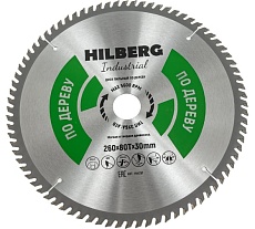 Диск пильный Industrial Дерево (260x30 мм; 80Т) Hilberg HW261