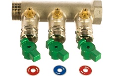 Модульный коллектор ELSEN 1 дюйм, 3 контура, размер отвода-3/4 ЕК, EMW04.03