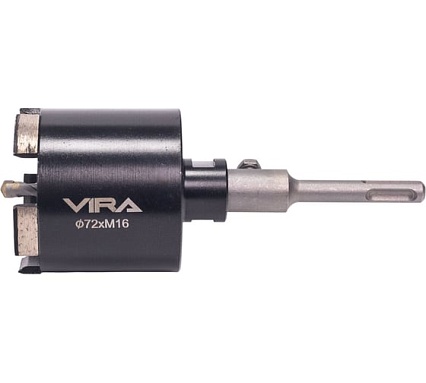 Коронка алмазная VIRA по бетону для подрозетников с верхним пылеотводом 72 мм 559239