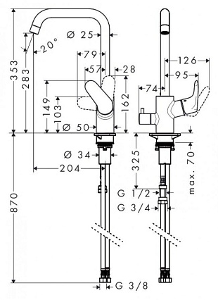 Смеситель для кухни Hansgrohe Focus 31823000 с запорным вентилем