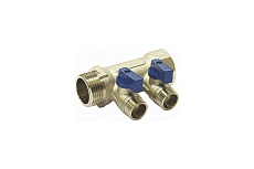 Коллектор СТМ 2 выхода, шаровой кран, наружная резьба, 1х1/2 C2MB0112