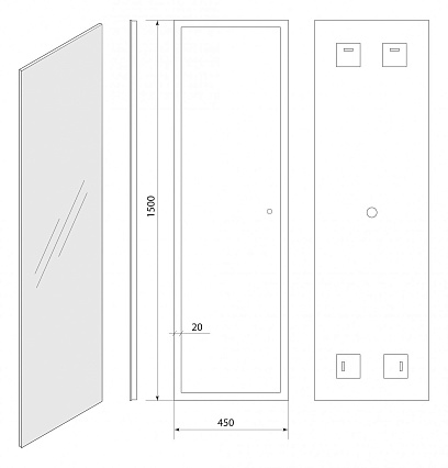 Зеркало Art&Max Tivoli 45x150 с подсветкой, AM-Tiv-450-1500-DS-F