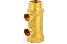 Коллектор Tiemme 2 отвода, 3/4&quot;х3/4(18) евроконус (латунь) 1910024 / 1883G180502