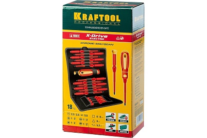 Набор высоковольтных отверток Kraftool Х-Drive Electro 18 предм. 220092-H18