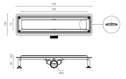 Душевой лоток Ctesi Flow Line BK4024540 70 см хром