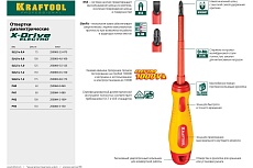 Отвертка Kraftool высоковольтная, Cr-Mo-V стержень, двухкомп. маслобензостойкая рукоятка, PH №3, 150мм 250084-3-150