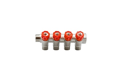 Коллектор VRT 3/4"x1/2", с регулировочными вентилями, 4 выхода 524078