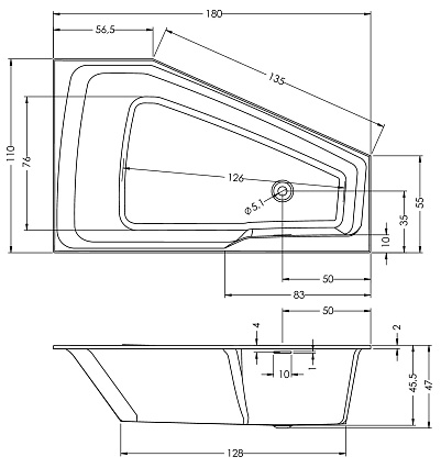 Акриловая ванна Riho Rethink Space B116006005 180x100 с функцией Riho Fall, L B116006005