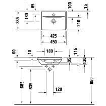 Раковина Duravit D-Neo 0738450041 45 см