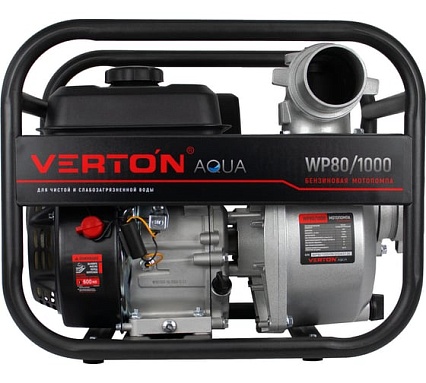 Мотопомпа Verton WP 80/1000 (7л.с/212см3,80мм/3", 1000л/мин, 60м3/ч, h8м/26, d8мм 01.17548.17553