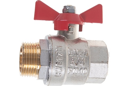 Кран шаровой Valtec Base рукоятка бабочка 3/4" внутренняя-наружная VT.218.N.05