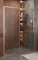 Душевая дверь Cezares MOLVENO-BF-1-160-C-BORO-IV 160x195, прозрачная, брашированное золото