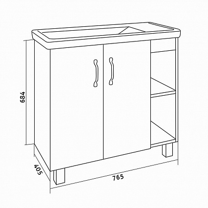 Мебель для ванной Grossman Флай 80 см дуб сонома/серый