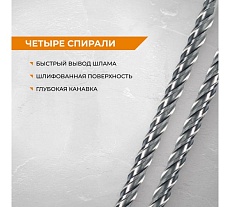 Бур по бетону SDS-Plus 8x260 мм Quadro-X by VIRA RAGE 566826