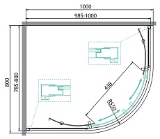 Душевой уголок AcquaSi AS-SPACE-RH-2-100/80-C-Cr 100x80 прозрачный, хром