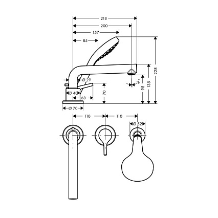 Смеситель на борт ванны Hansgrohe Talis S 72417000