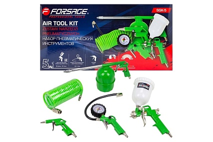 Краскораспылитель Forsage H-827-2V c верхним пластиковым бачком, набор 5 предметов F-SGK-5(58003)