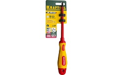 Отвертка Kraftool Expert 250083-5.5-125 высоковольтная Cr-Mo-V стержень двухкомпонентная маслобензостойкая рукоятка SL 5.5x125 мм