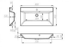 Раковина BelBagno Marino 80 BB800/450-LV-MR-AST