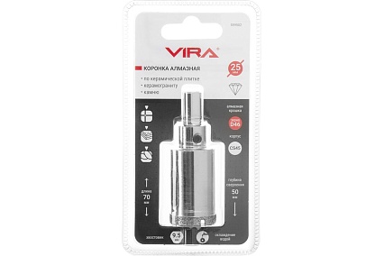 Коронка алмазная по керамике 25 мм VIRA 559502