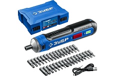 Аккумуляторная отвертка Зубр Профессионал 4 Vmax, в кейсе с набором 33 бит PSD-4S