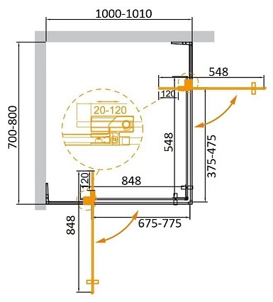 Душевой уголок Cezares SLIDER-AH-2-70/80-100/110-C-NERO 100/110x70/80 прозрачный, черный