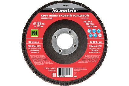 Круг лепестковый торцевой (P80; 125x22.2 мм) Matrix 74044