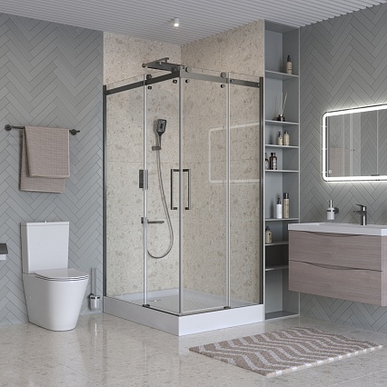 Душевой уголок BelBagno MARINO-2-AH-2-120/90-C-GM 120x90 прозрачный, оружейная сталь