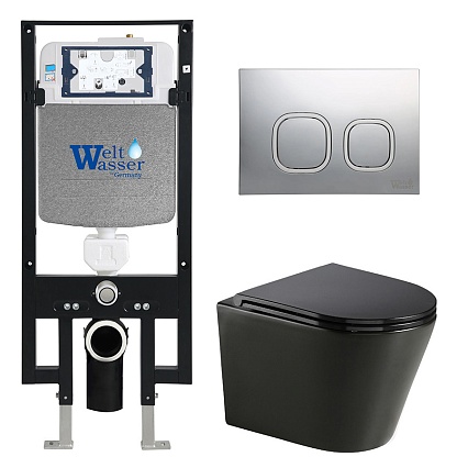 Комплект Weltwasser 10000011054 унитаз Salzbach 041 MT-BL + инсталляция + кнопка Amberg RD-CR