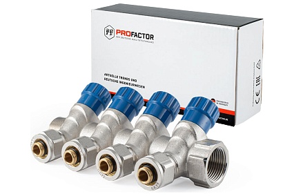 Коллектор с регулировочными вентилями PROFACTOR в/н 3/4" х 4 вых 16 цанга PF MVP 268.4C