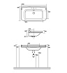 Раковина Kerasan Waldorf 4144K1bi/cr*1 120 см белый/хром (с 1 отв. под смеситель)